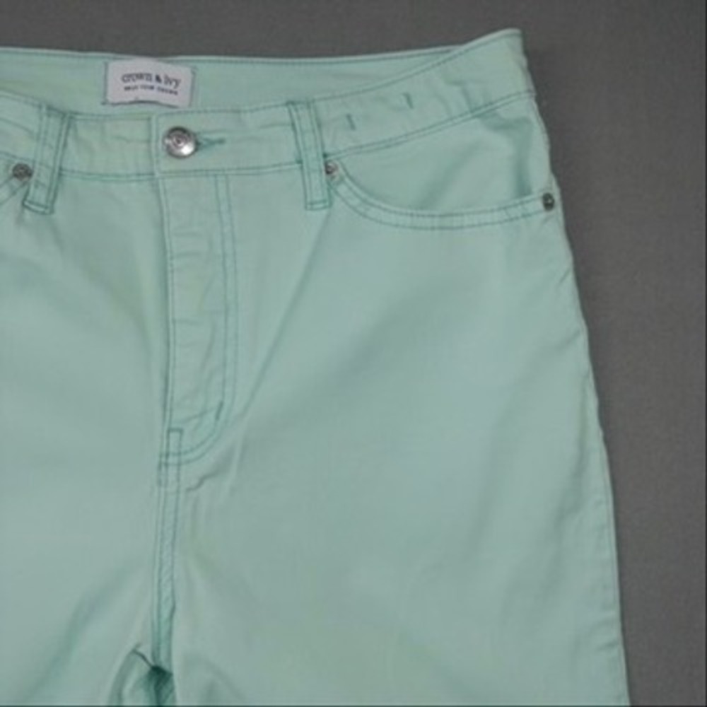 High Rise Skinny Coastal Grandma Jeans Womens 12R Mint Green Denim Preppy Summer - Picture 2 of 12